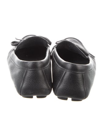 Prada Leather Bow Accents Loafers