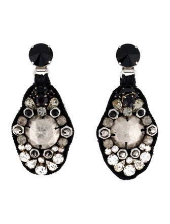 Prada Crystal & Fabric Drop Earrings