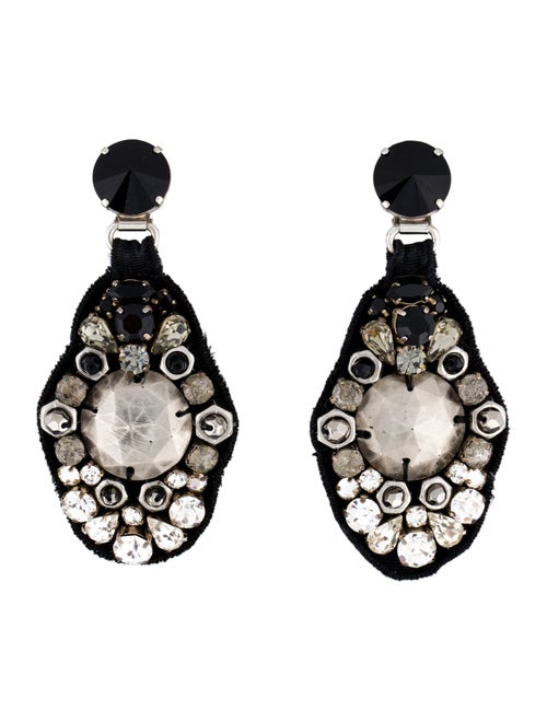 Prada Crystal & Fabric Drop Earrings