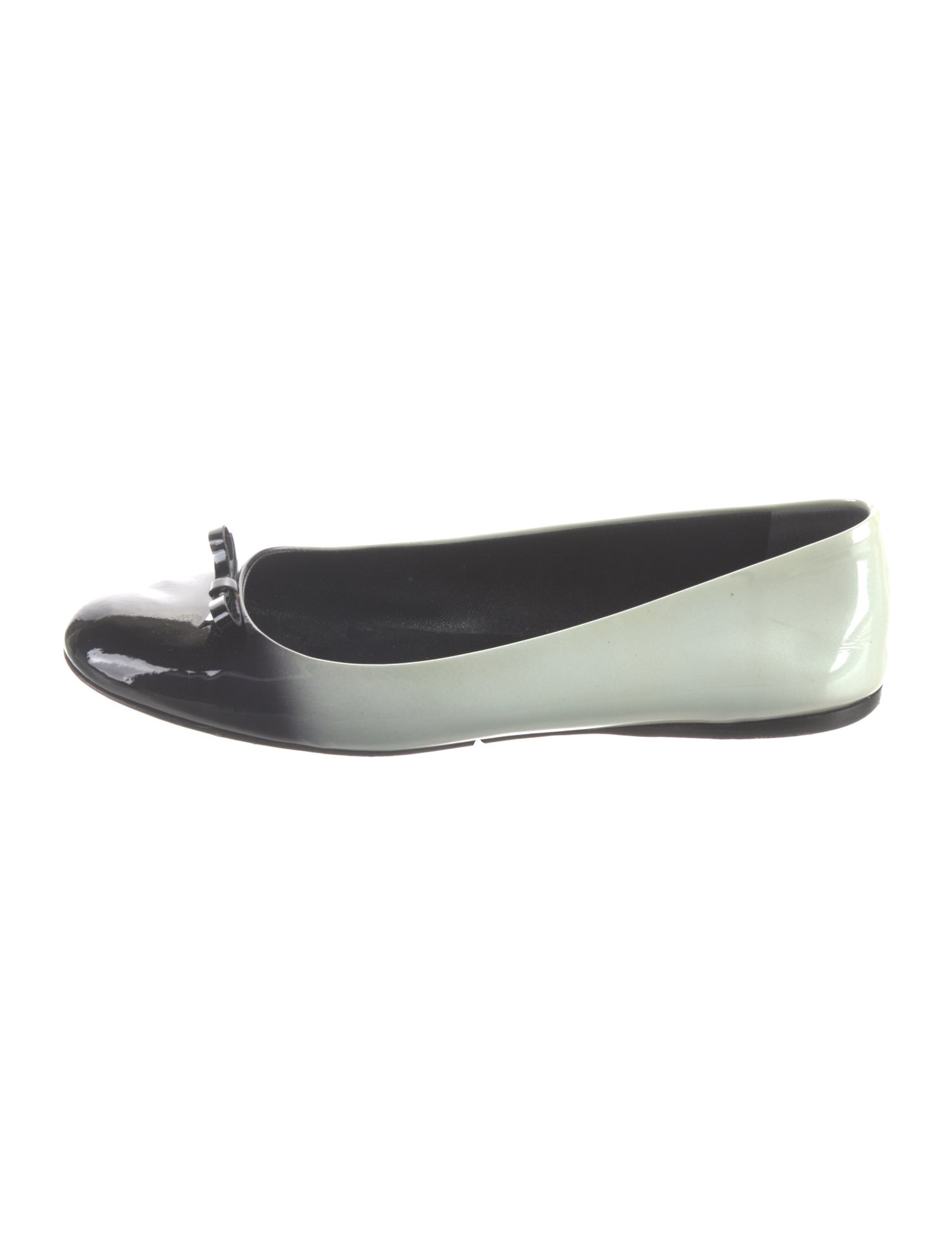 Prada Patent Leather Bow Accents Flats