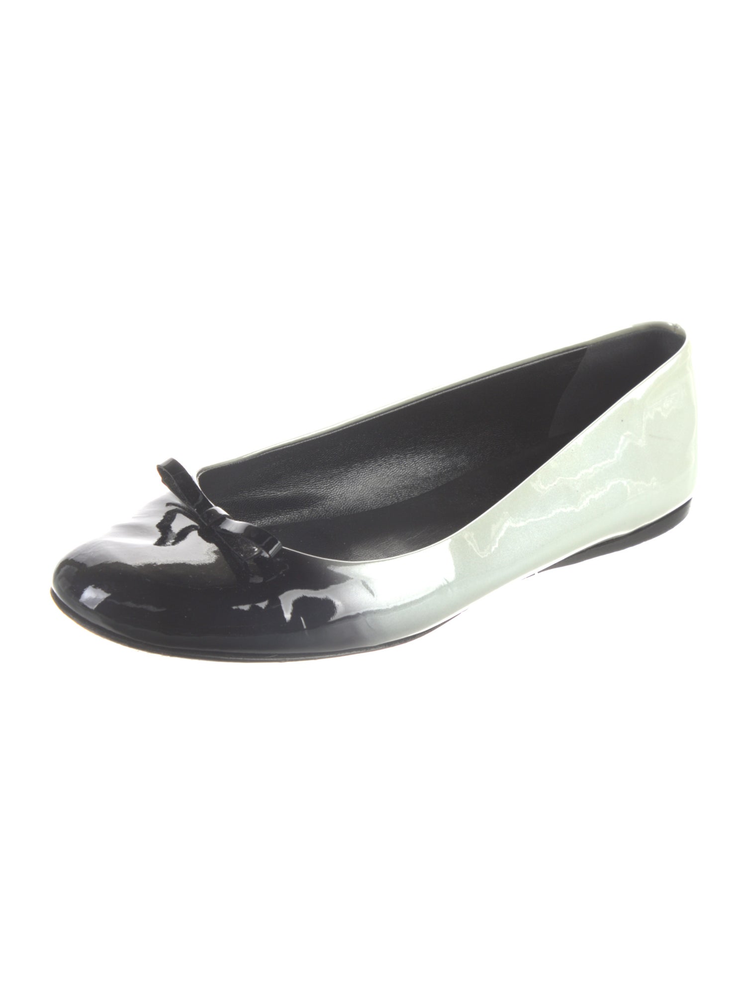 Prada Patent Leather Bow Accents Flats