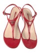 Prada Enameled Metal Triangle Patent Leather T-Strap Sandals