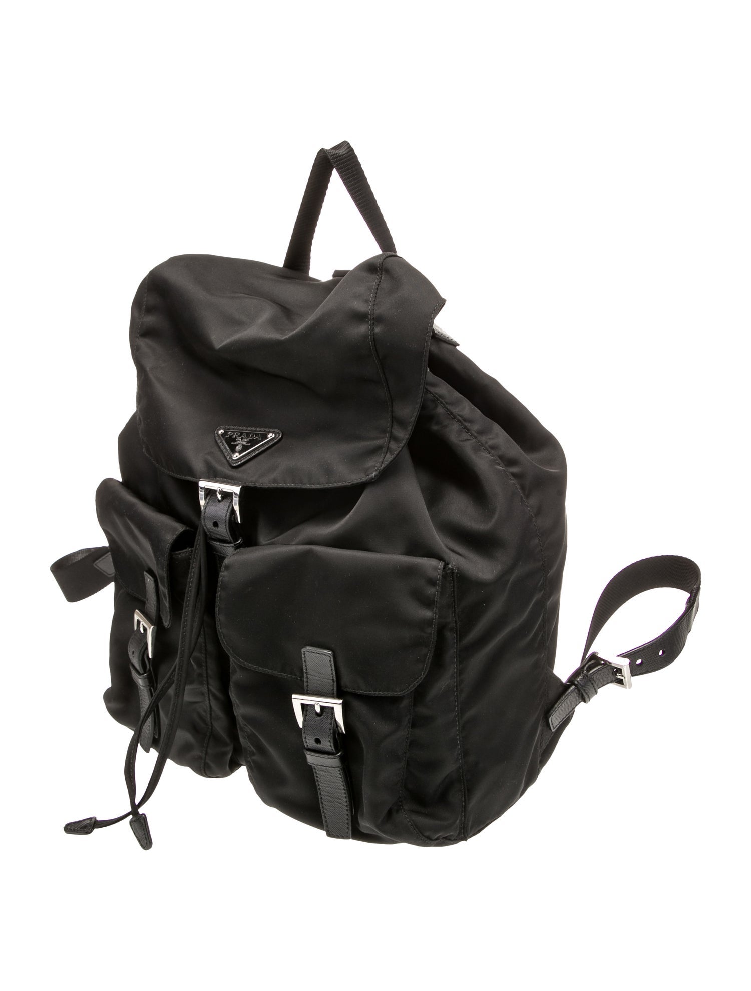 Prada Enameled Metal Triangle Backpack