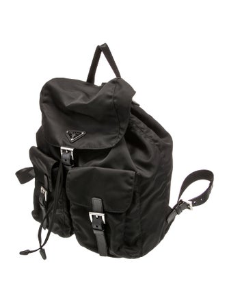 Prada Enameled Metal Triangle Backpack