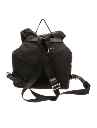 Prada Enameled Metal Triangle Backpack