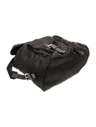 Prada Enameled Metal Triangle Backpack