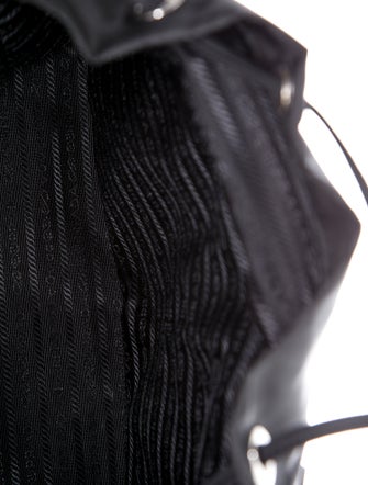 Prada Enameled Metal Triangle Backpack