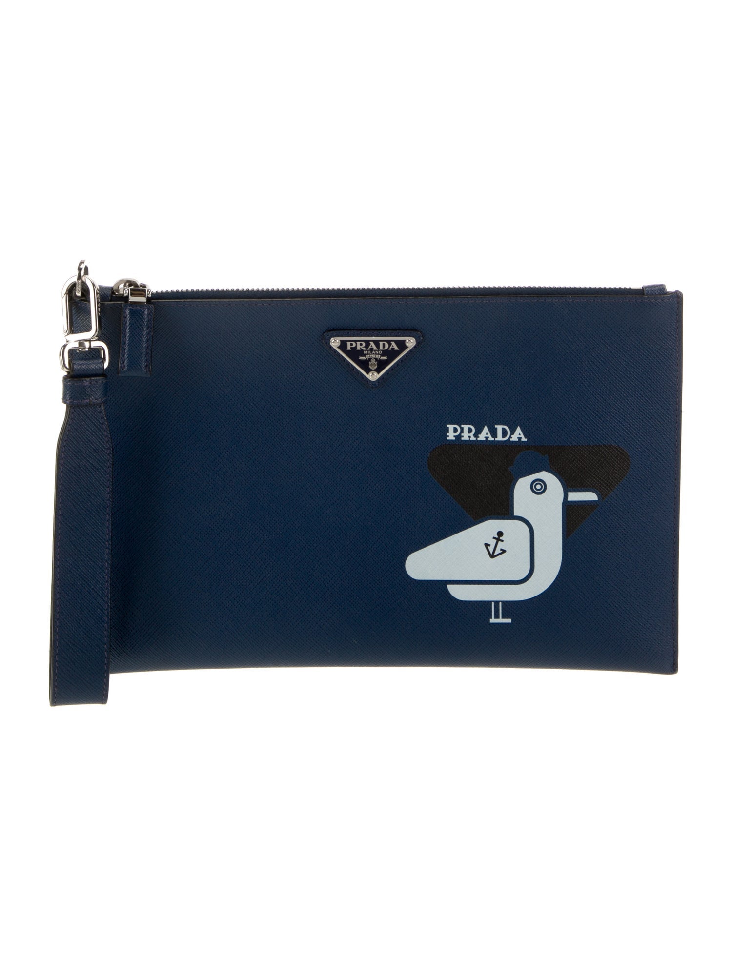 Prada Enameled Metal Triangle Portfolio