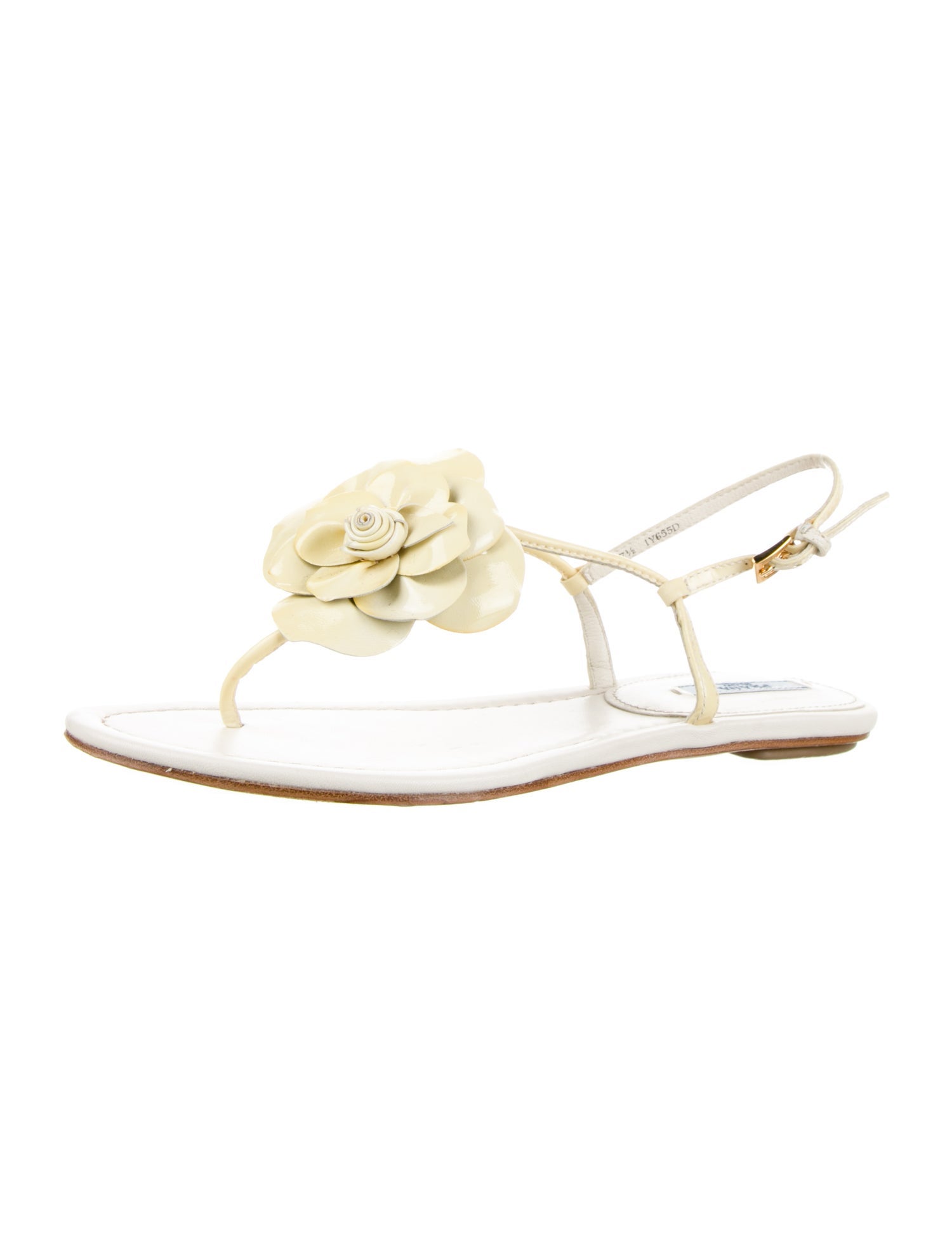 Prada Patent Leather Floral Print Slingback Sandals