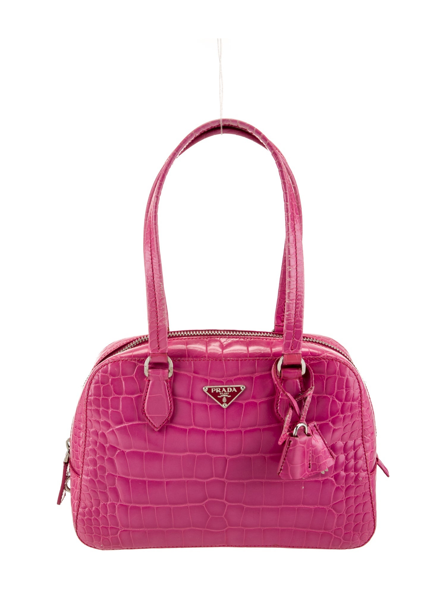 Prada Enameled Metal Triangle Bauletto Small