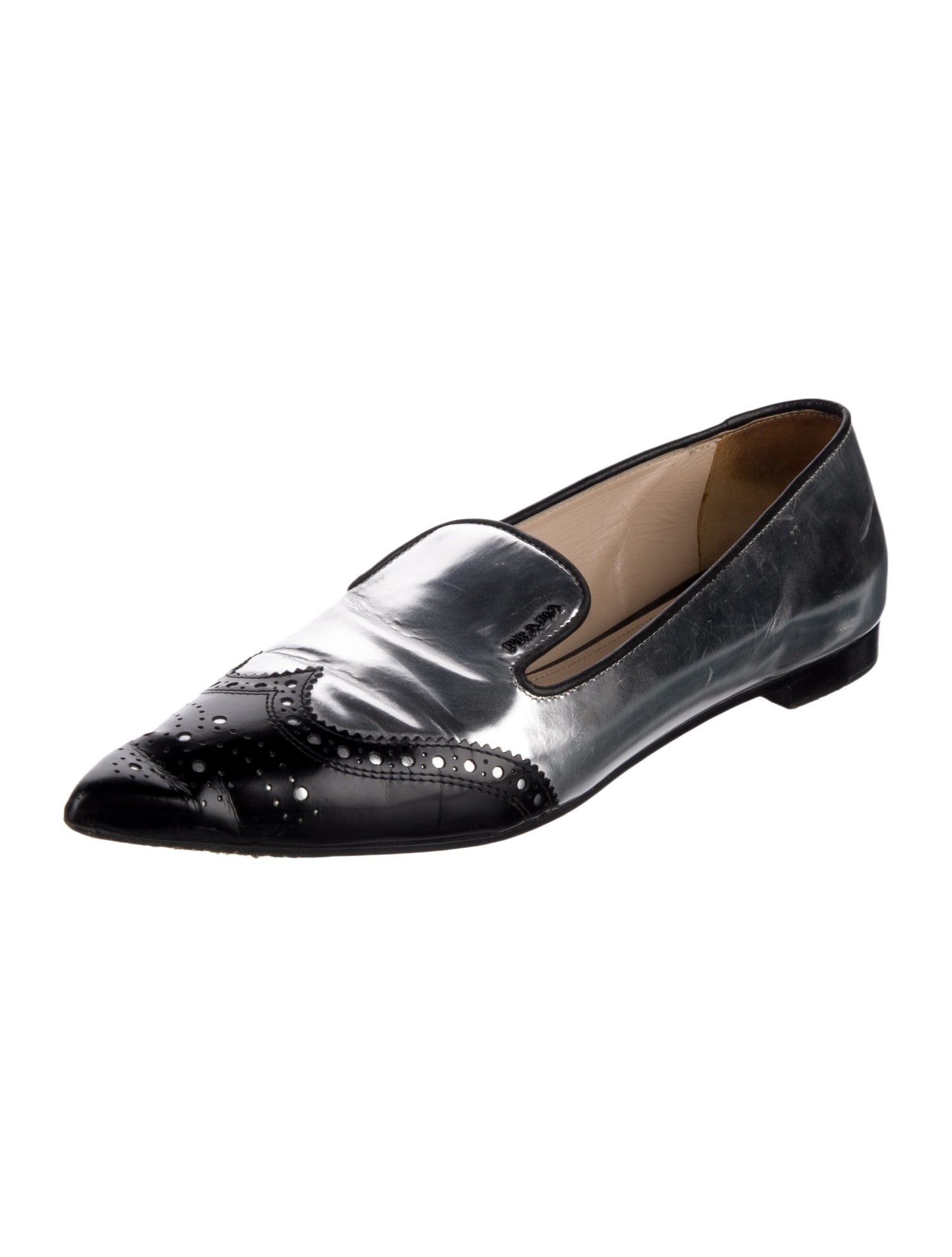 Prada Leather Colorblock Pattern Loafers