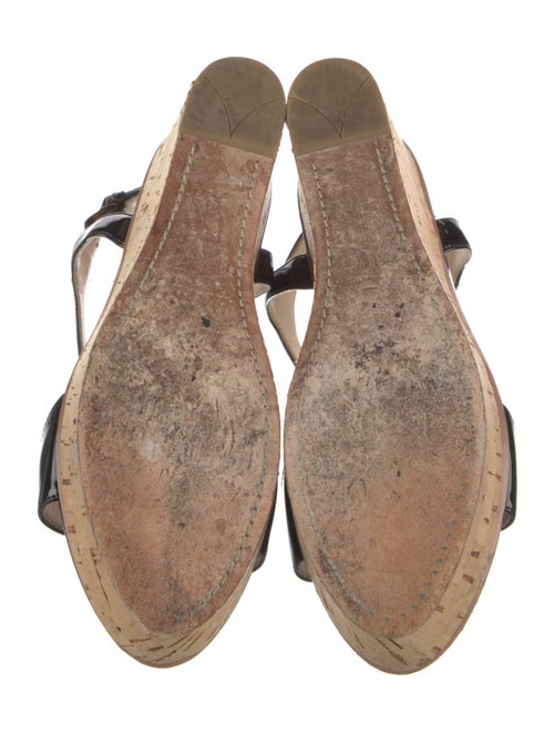 Prada Patent Leather Chain-Link Accents T-Strap Sandals