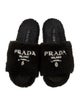 Prada Shearling Graphic Print Slides