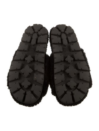 Prada Shearling Graphic Print Slides