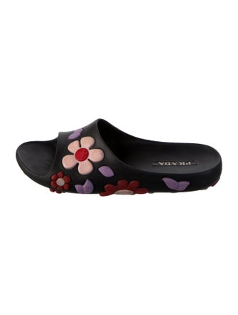 Prada Rubber Floral Print Slides