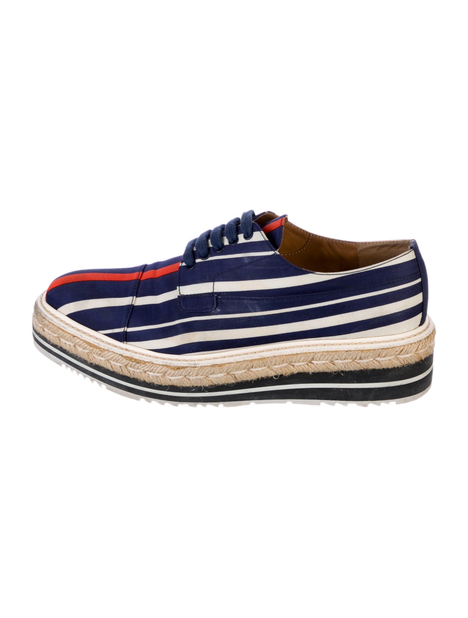 Prada Striped Braided Accents Espadrille Sneakers