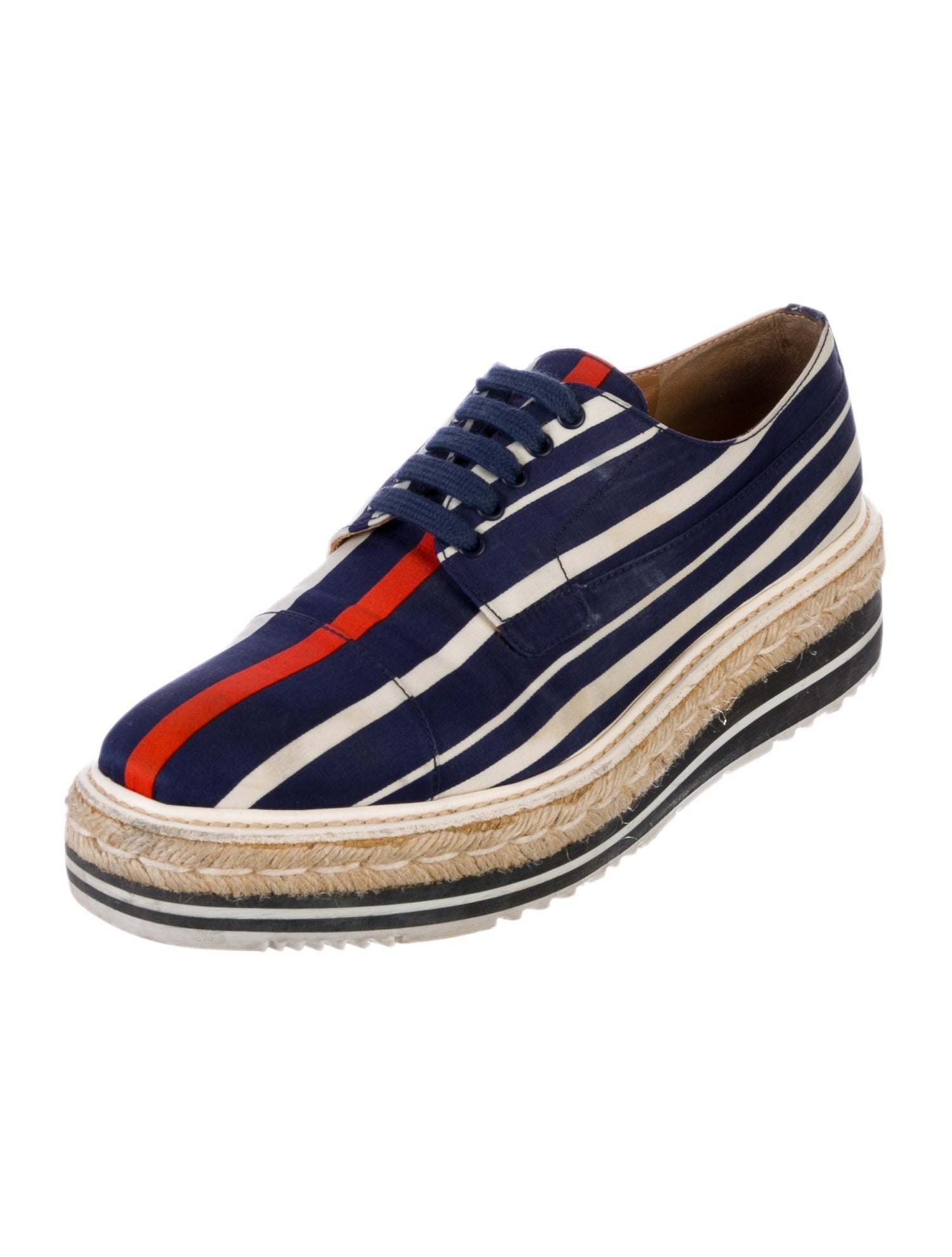 Prada Striped Braided Accents Espadrille Sneakers