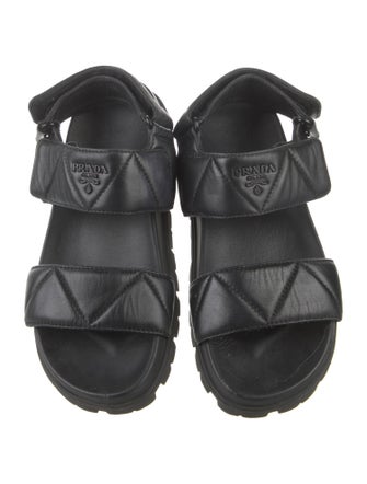 Prada Quilted Pattern Leather Slingback Sandals