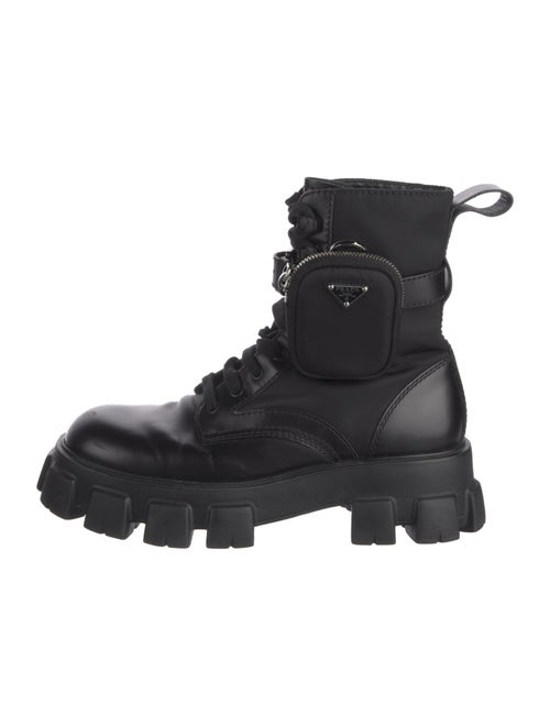 Prada Tessuto Nylon Leather Combat Boots
