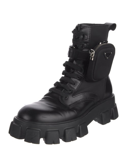 Prada Tessuto Nylon Leather Combat Boots