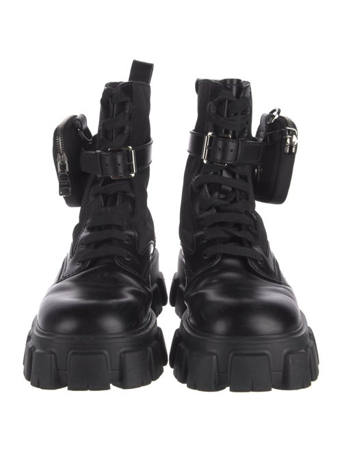 Prada Tessuto Nylon Leather Combat Boots
