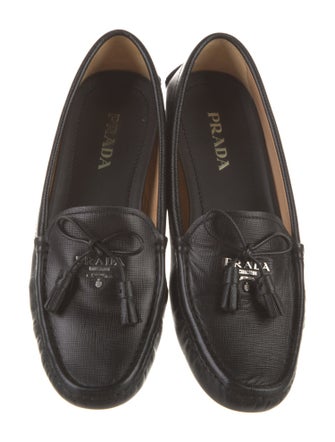 Prada Leather Tassel Accents Loafers