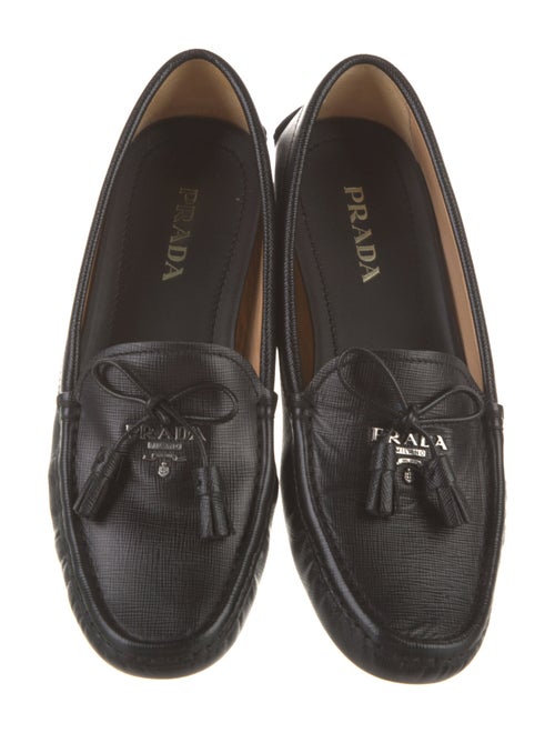 Prada Leather Tassel Accents Loafers