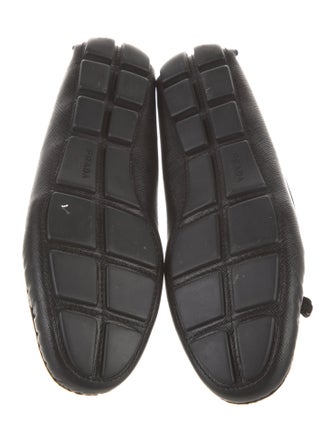Prada Leather Tassel Accents Loafers