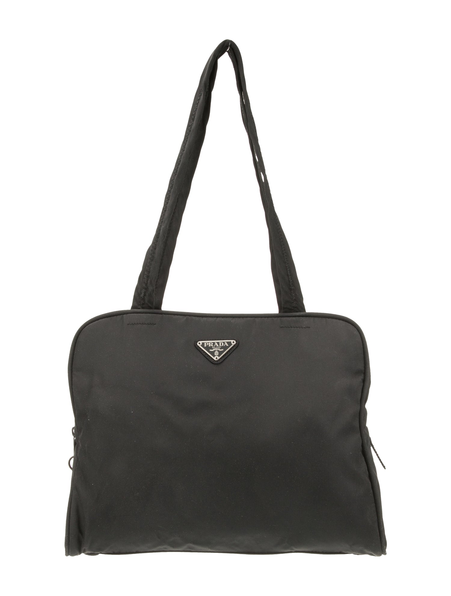 Prada Enameled Metal Triangle Top Handle Bag