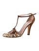 Prada Leather Animal Print T-Strap Pumps
