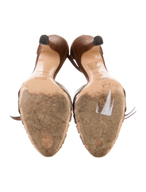 Prada Leather Animal Print T-Strap Pumps