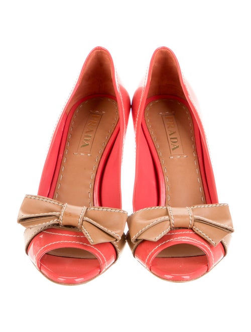 Prada Patent Leather Bow Accents Pumps