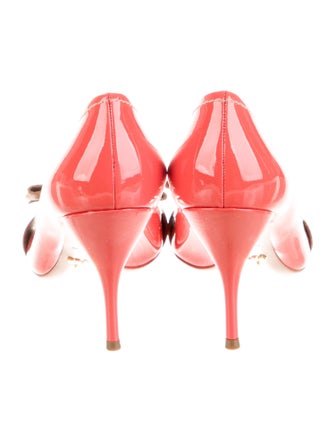 Prada Patent Leather Bow Accents Pumps