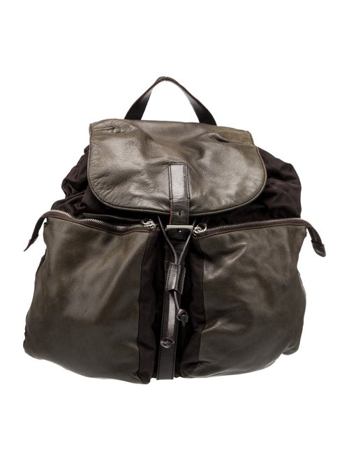 Prada Enameled Metal Triangle Backpack