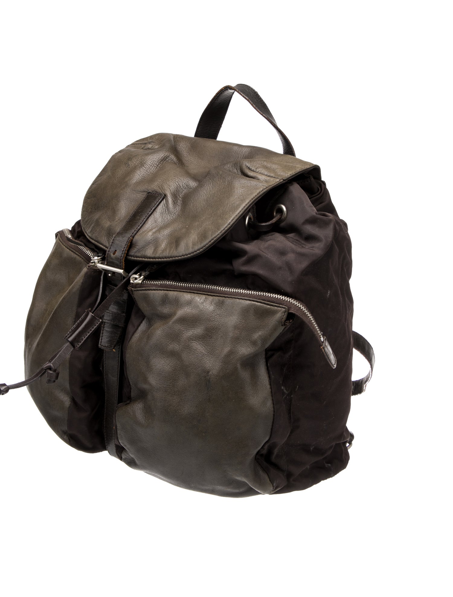 Prada Enameled Metal Triangle Backpack