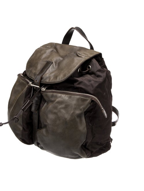 Prada Enameled Metal Triangle Backpack