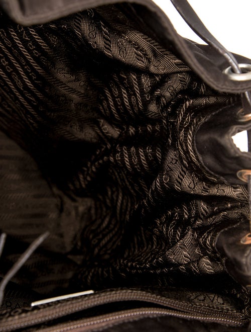 Prada Enameled Metal Triangle Backpack