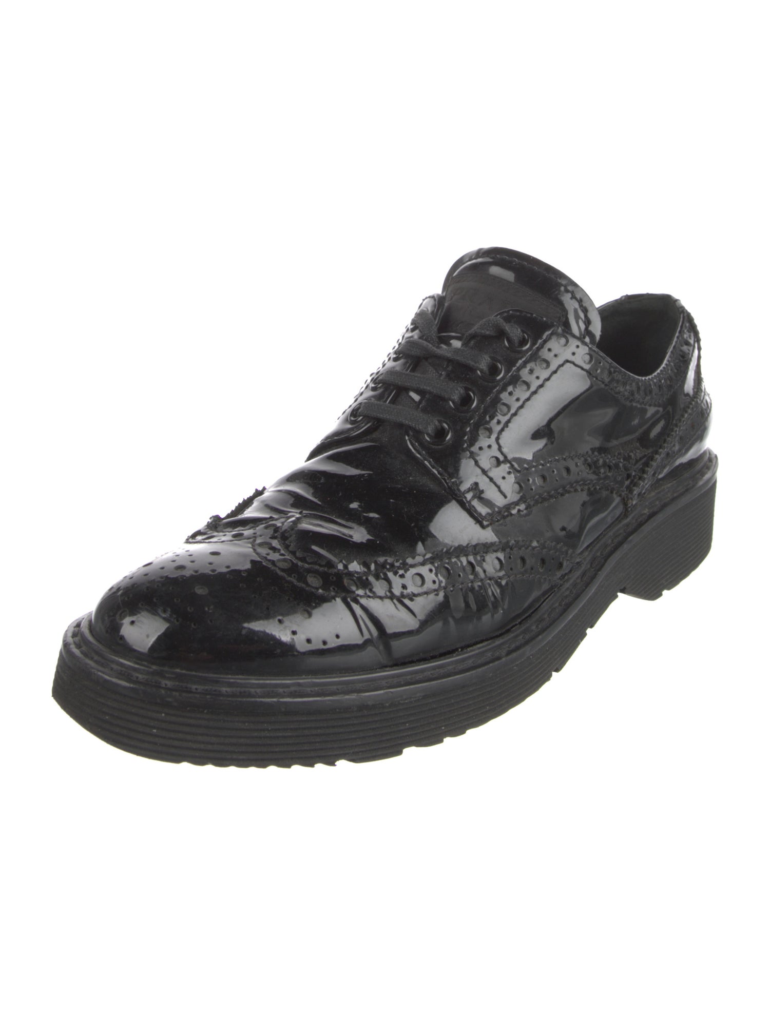Prada Sport Patent Leather Lasercut Accents Oxfords