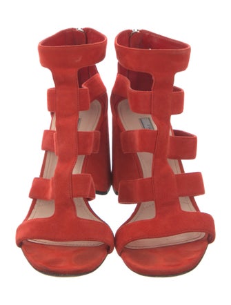 Prada Suede Cutout Accent Gladiator Sandals