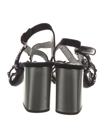 Prada Suede Studded Accents Slingback Sandals