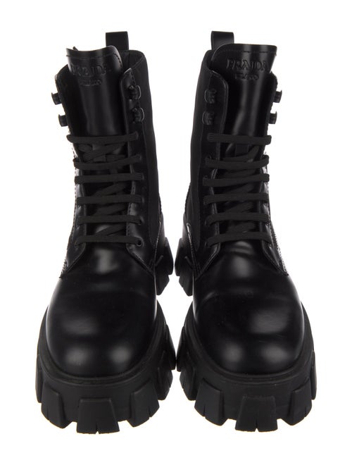 Prada Signature Logo Leather Combat Boots