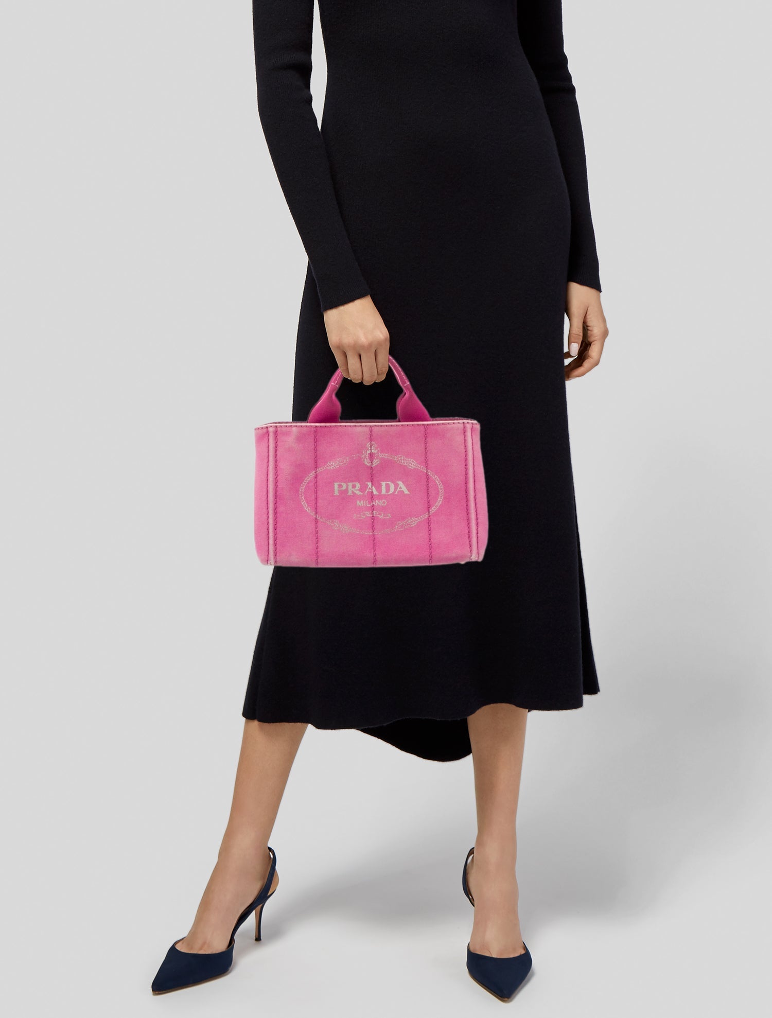 Prada Enameled Metal Triangle Top Handle Bag Small