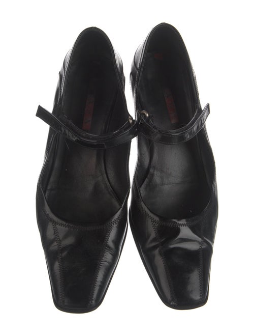 Prada Patent Leather Chain-Link Accents Mary Jane Flats