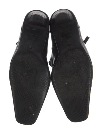 Prada Patent Leather Chain-Link Accents Mary Jane Flats