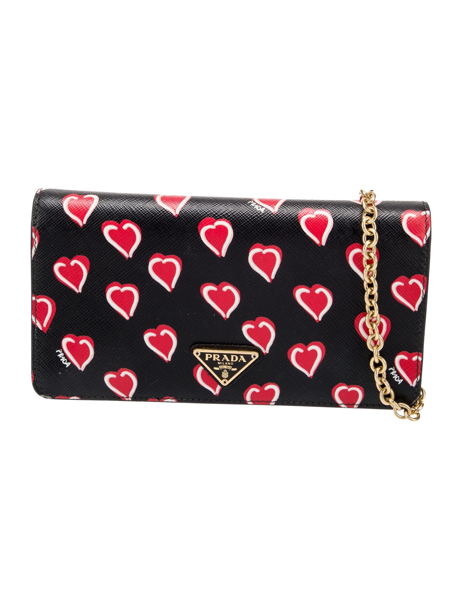 Prada Enameled Metal Triangle Clutch