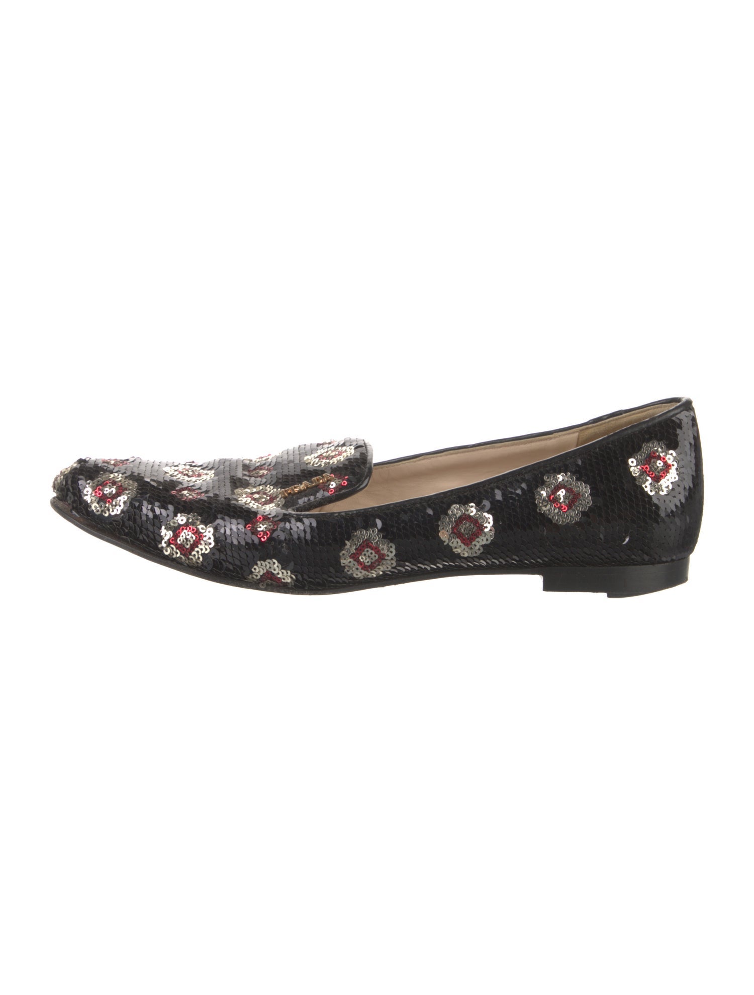 Prada Sequins Printed Loafers