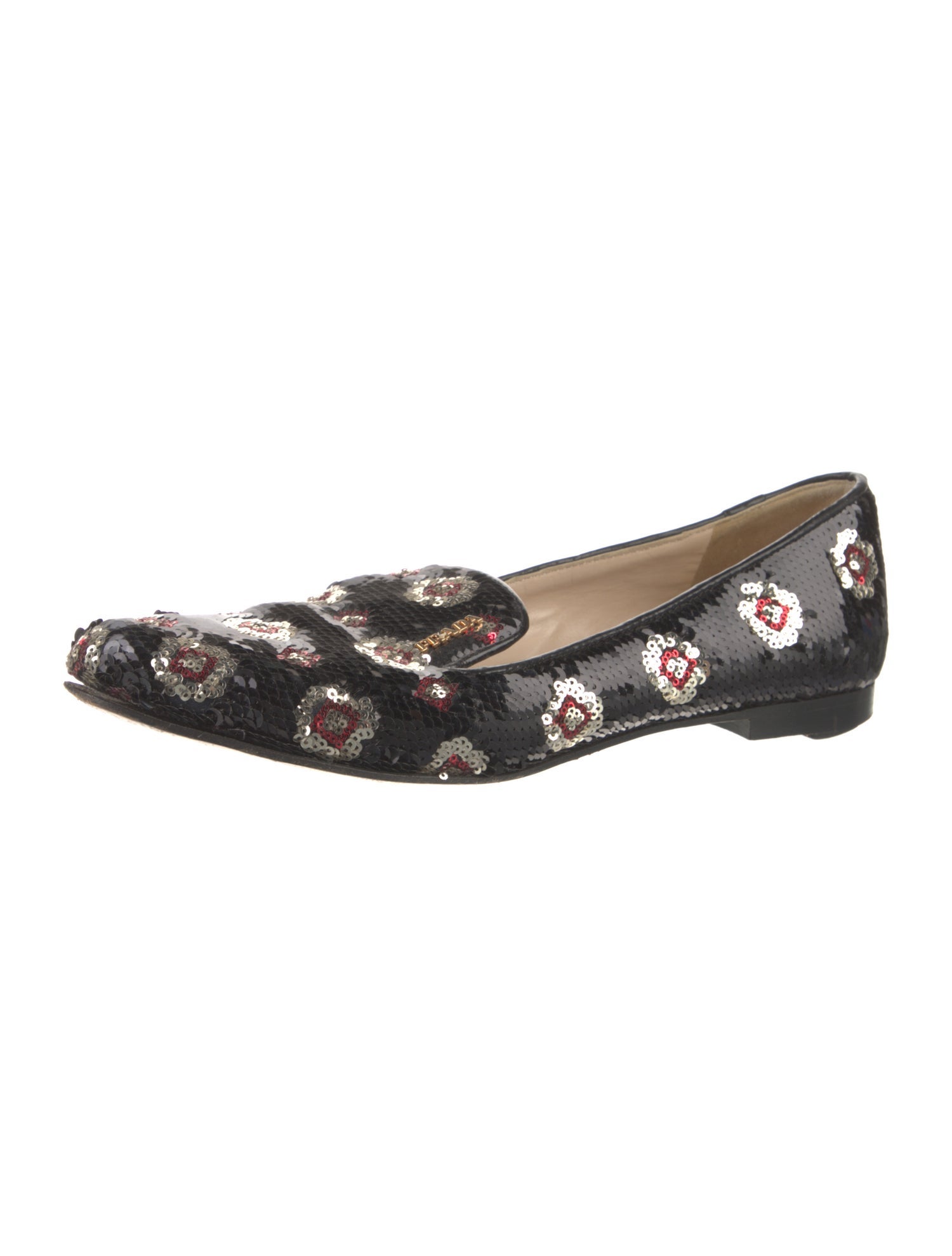 Prada Sequins Printed Loafers