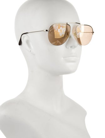 Prada Enameled Metal Triangle Aviator Sunglasses