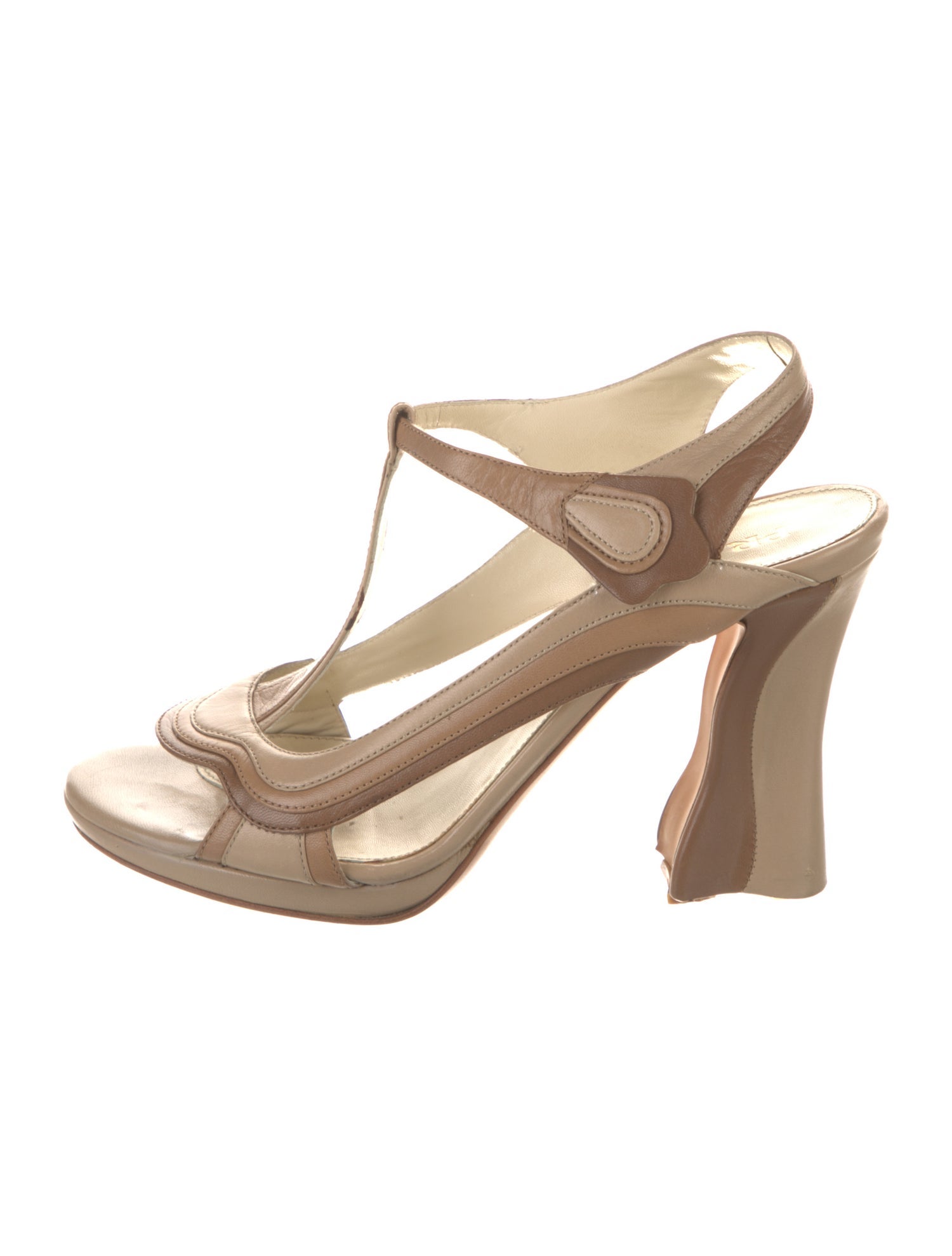 Prada Leather T-Strap Sandals