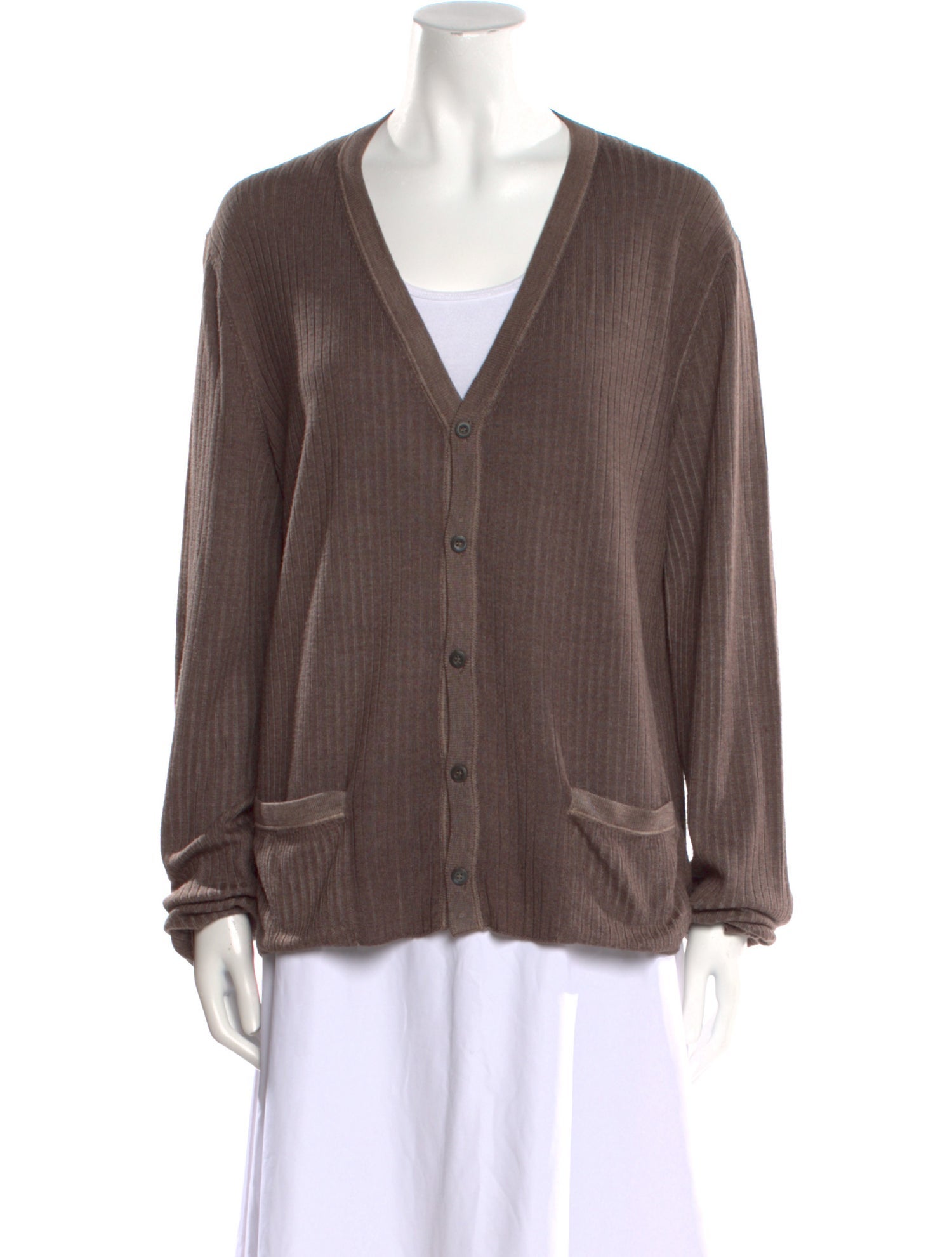 Prada V-Neck Three-Quarter Sleeve Cardigan